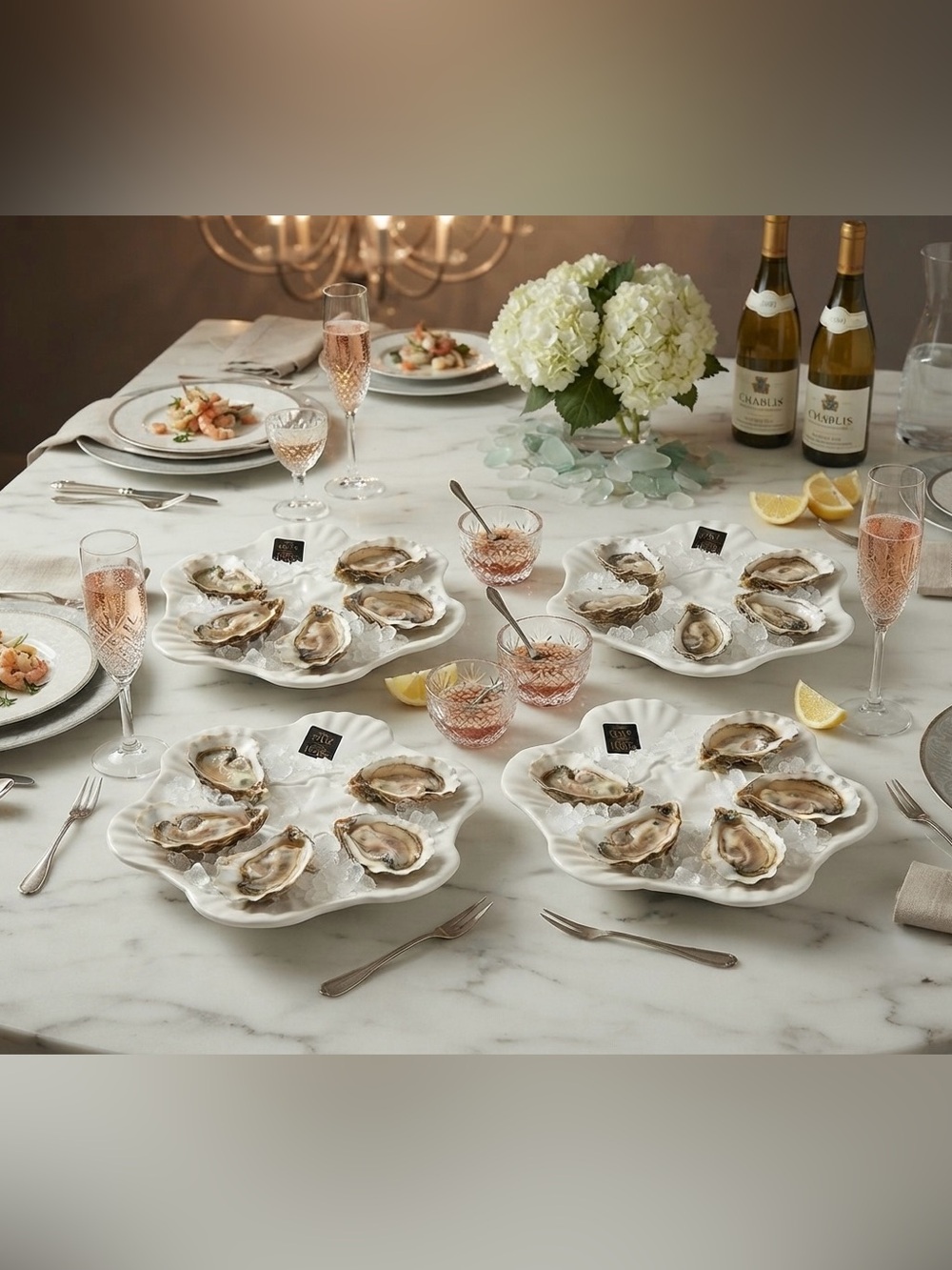 Set of 4 Vintage Style Maioliche Jessica Italian Ceramic Oyster/Seafood Platters - Picture 4 of 5